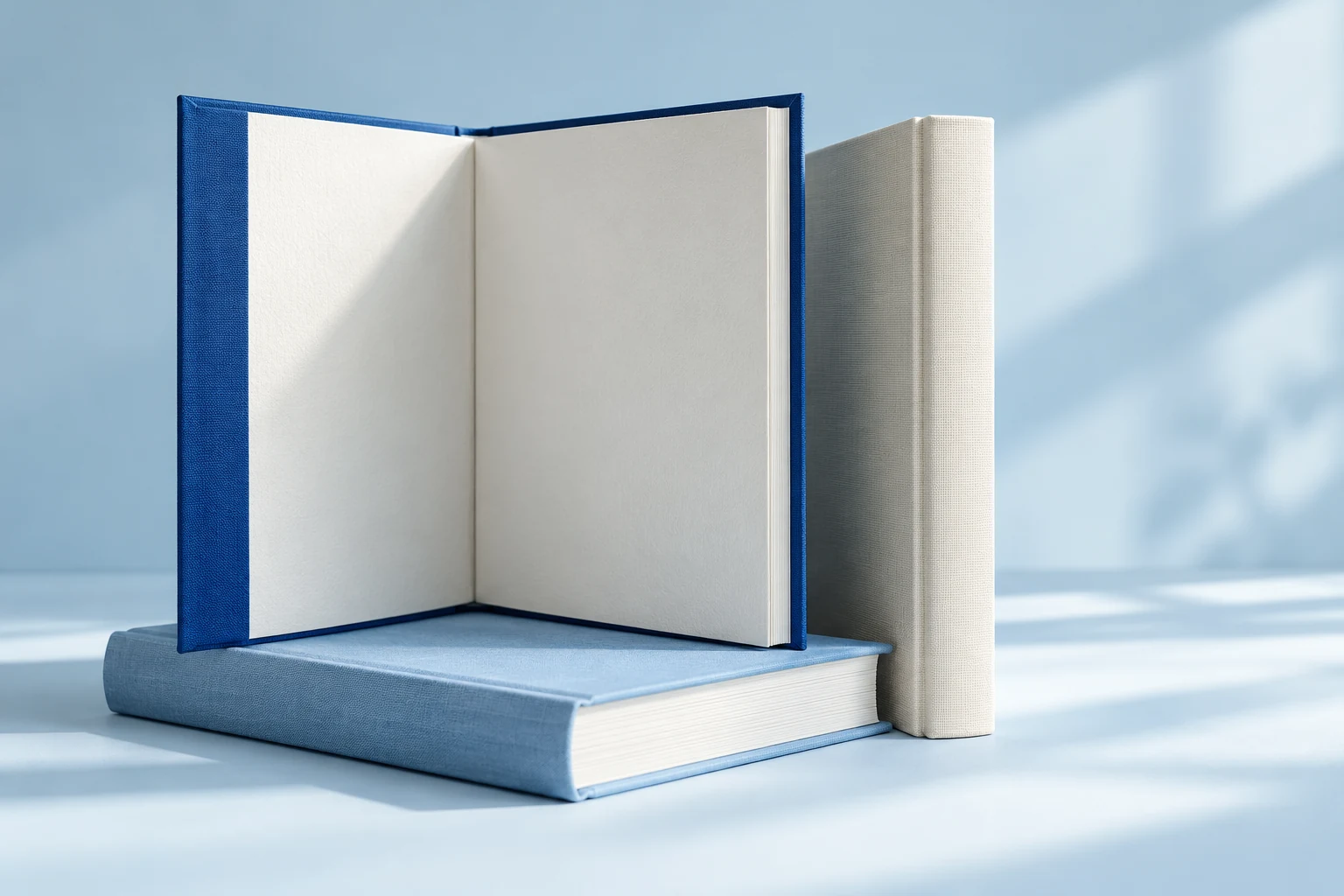 Cloth-bound book study — illustrative concept